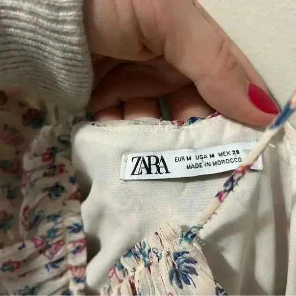 ZARA METALLIC THREAD DRAPED PRINT DRESS M - Picture 8 of 9